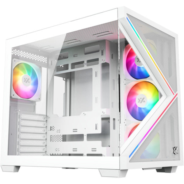 Xyz PC Gear Qubex Midi Tower Housing (White | 2x USB-A | 1x USB-C | Tempered Glass)-0