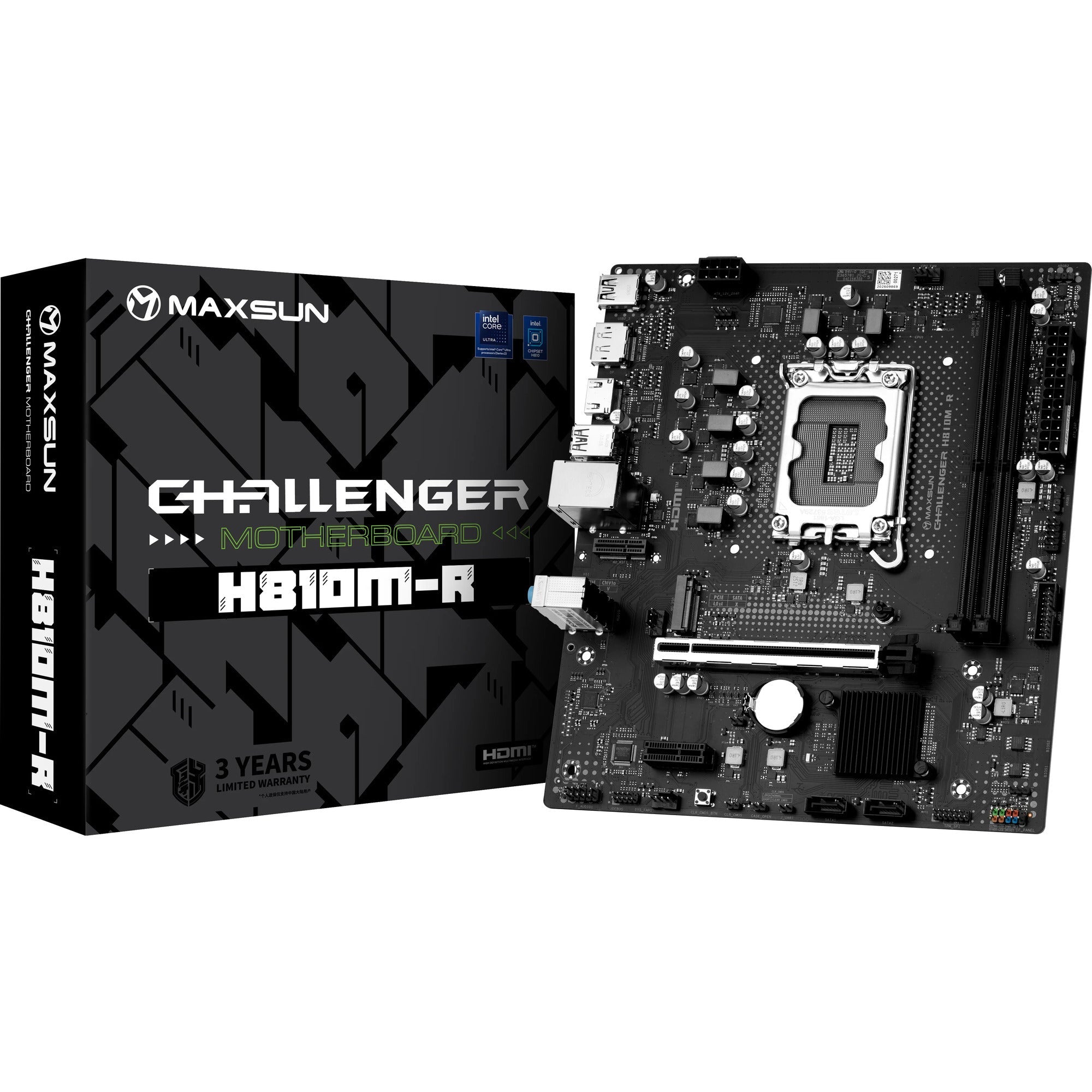 Maxsun ms-challenger h810m-r socket 1851 motherboard (black, gb-lan, sound, µatx)-0