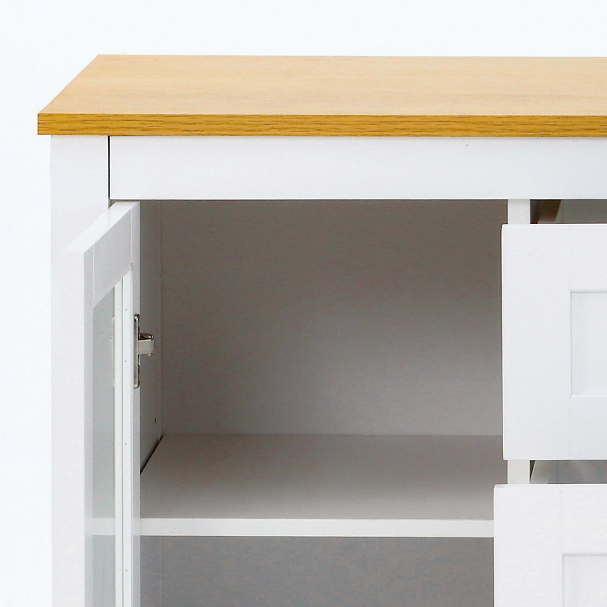 Buffet salon, meuble de rangement avec 1 placard double porte, 2 placards à porte vitrée, 2 tiroirs et étagère réglable, style moderne, buffet salle à manger et cuisine, 120x40x90cm, blanc-7