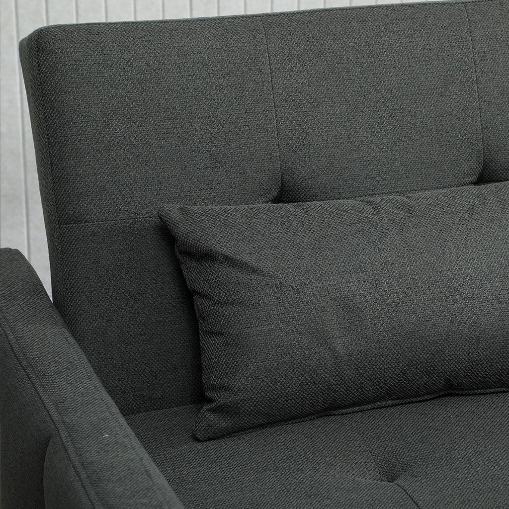 Canapé Convertible 2 Places 3 en 1, Canapé-Lit Clic Clac 160 cm, Dossier Réglable, Assise Large, 2 Oreillers, Gris Foncé-6