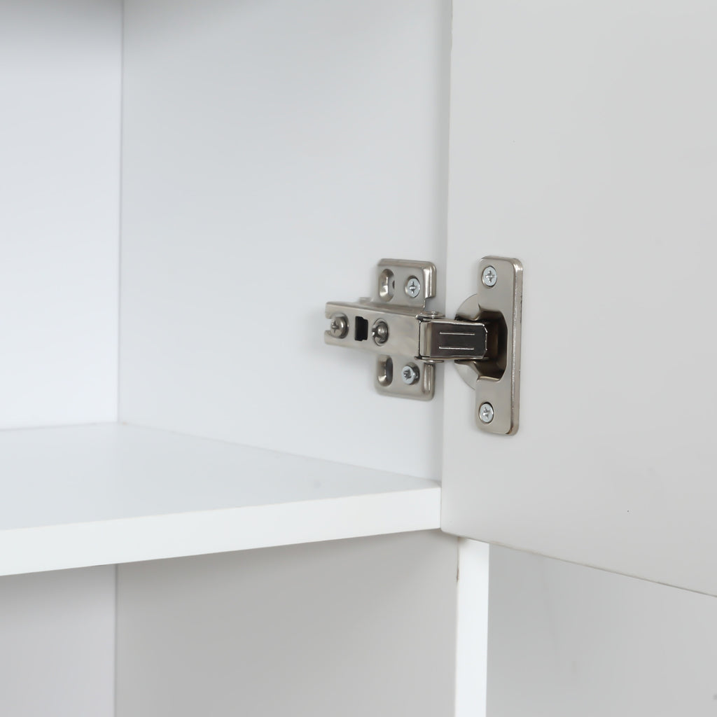 Buffet haut cuisine, armoire de cuisine, 4 portes, tiroir, plan de travail et étagères réglables, 80x40x180cm, blanc-8