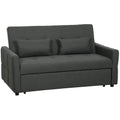 Canapé Convertible 2 Places 3 en 1, Canapé-Lit Clic Clac 160 cm, Dossier Réglable, Assise Large, 2 Oreillers, Gris Foncé-0