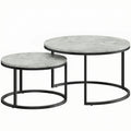 Lot de 2 tables basses gigognes empilable design industriel pieds en métal gris-0