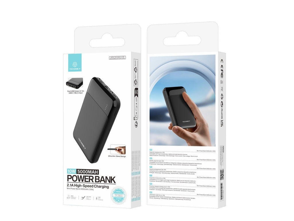Techancy Mini Power Bank 5000mAh TF2803 10W Carregamento Rapido Compacto Protecao Inteligente para Telemovel e Tablet-4
