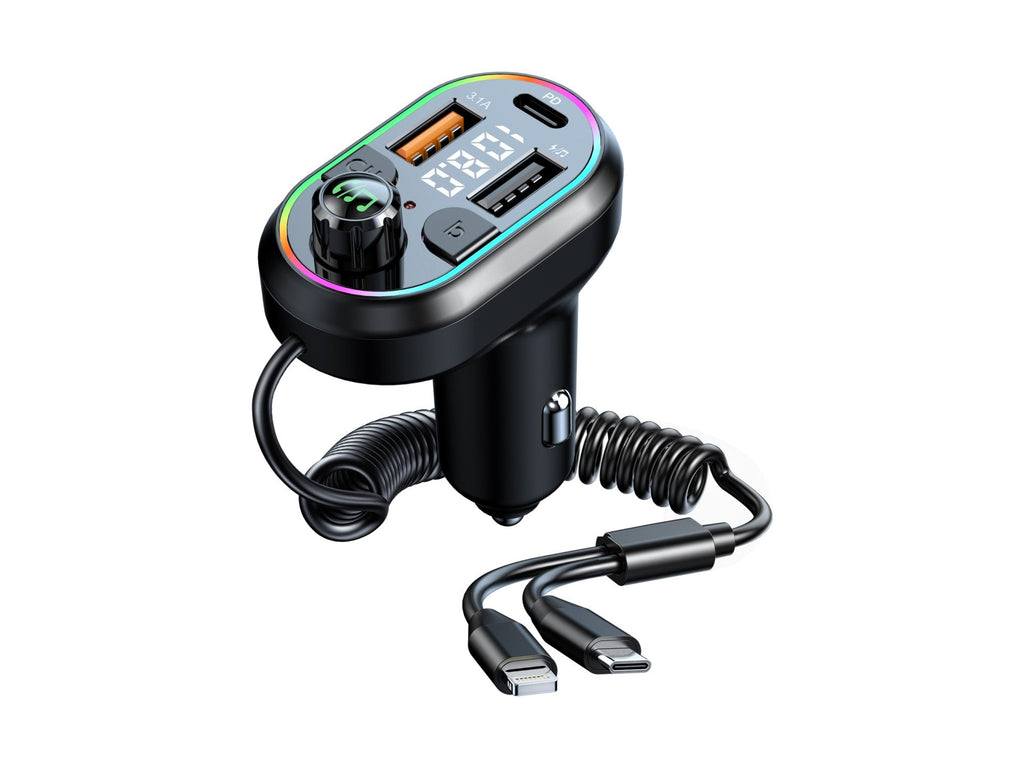 Techancy Leitor De Mp3 Para Automóvel  TE0869, Cabo 2 Em 1, Carregamento Rápido Pd25w, Efeito De Luz Fria-0