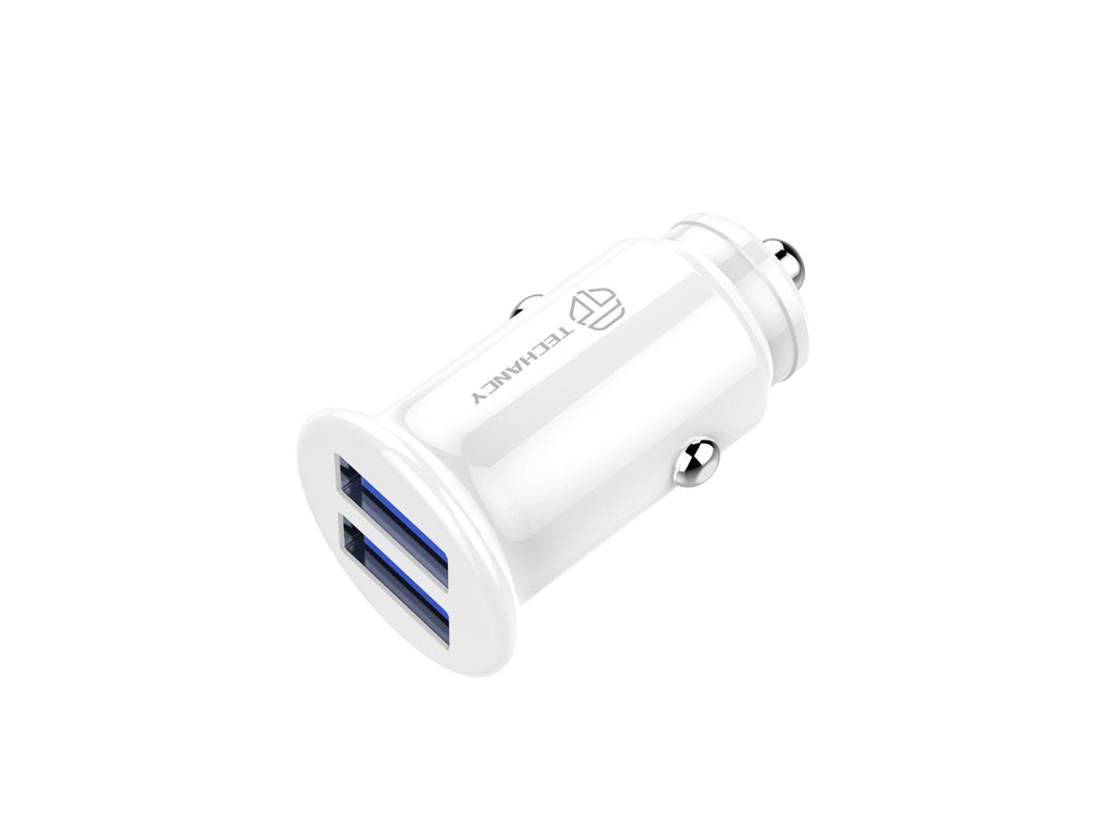 Techancy Carregador De Automóvel Mini  TC6417, Carregamento 2usb 2.4A, Compatível Com Camiões E Automóveis, branco-0