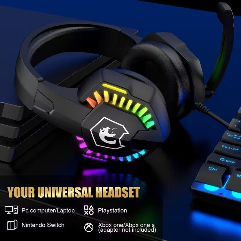Wired Gaming Headset with RGB Lights and Noise Cancelling Mic-1