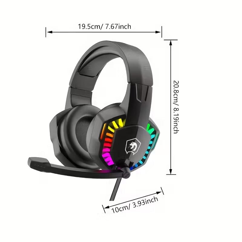 Wired Gaming Headset with RGB Lights and Noise Cancelling Mic-3