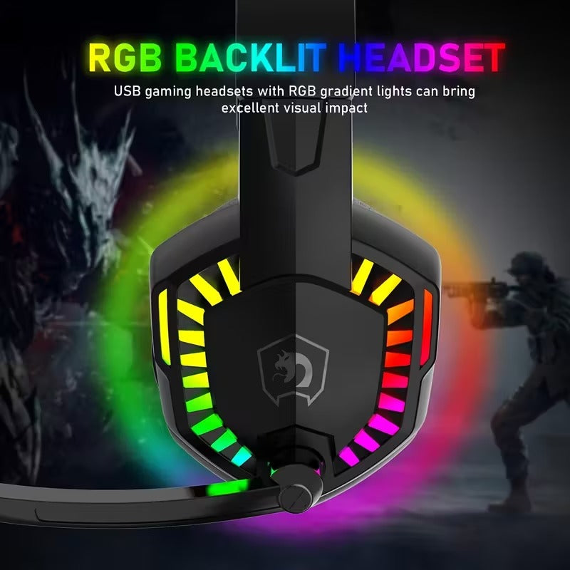 Wired Gaming Headset with RGB Lights and Noise Cancelling Mic-2