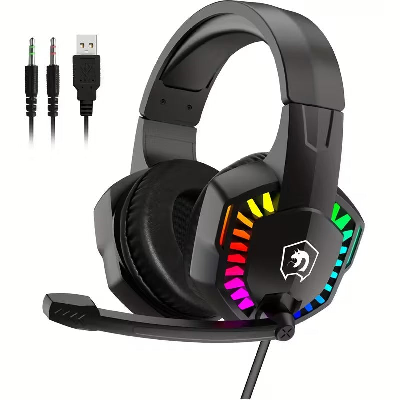 Wired Gaming Headset with RGB Lights and Noise Cancelling Mic-0