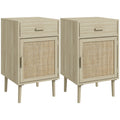 Lot de 2 tables de chevet, tables de nuit avec tiroir et placard, étagère réglable, 40 x 40 x 68,5 cm, chêne-0