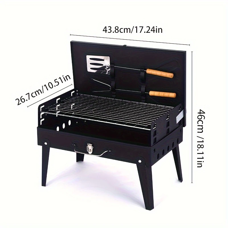 Portable Iron BBQ Grill with Tools-4