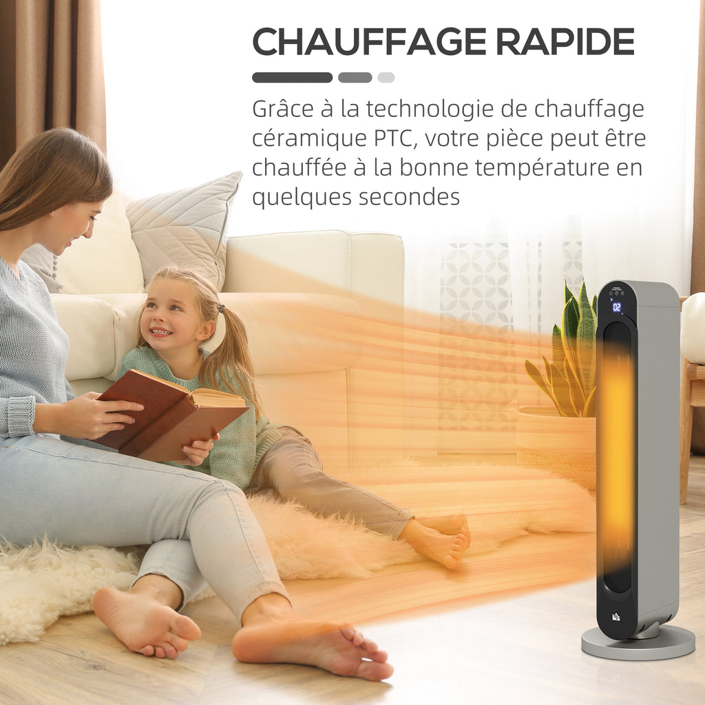 Chauffage soufflant oscillant 1100/2200 W - mini radiateur céramique PTC - télécommande incluse - chauffage d'appoint-4