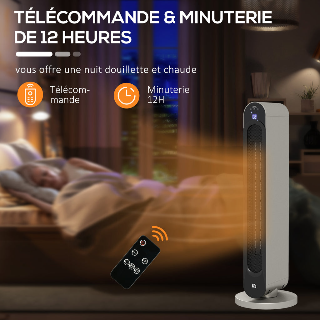 Chauffage soufflant oscillant 1100/2200 W - mini radiateur céramique PTC - télécommande incluse - chauffage d'appoint-7