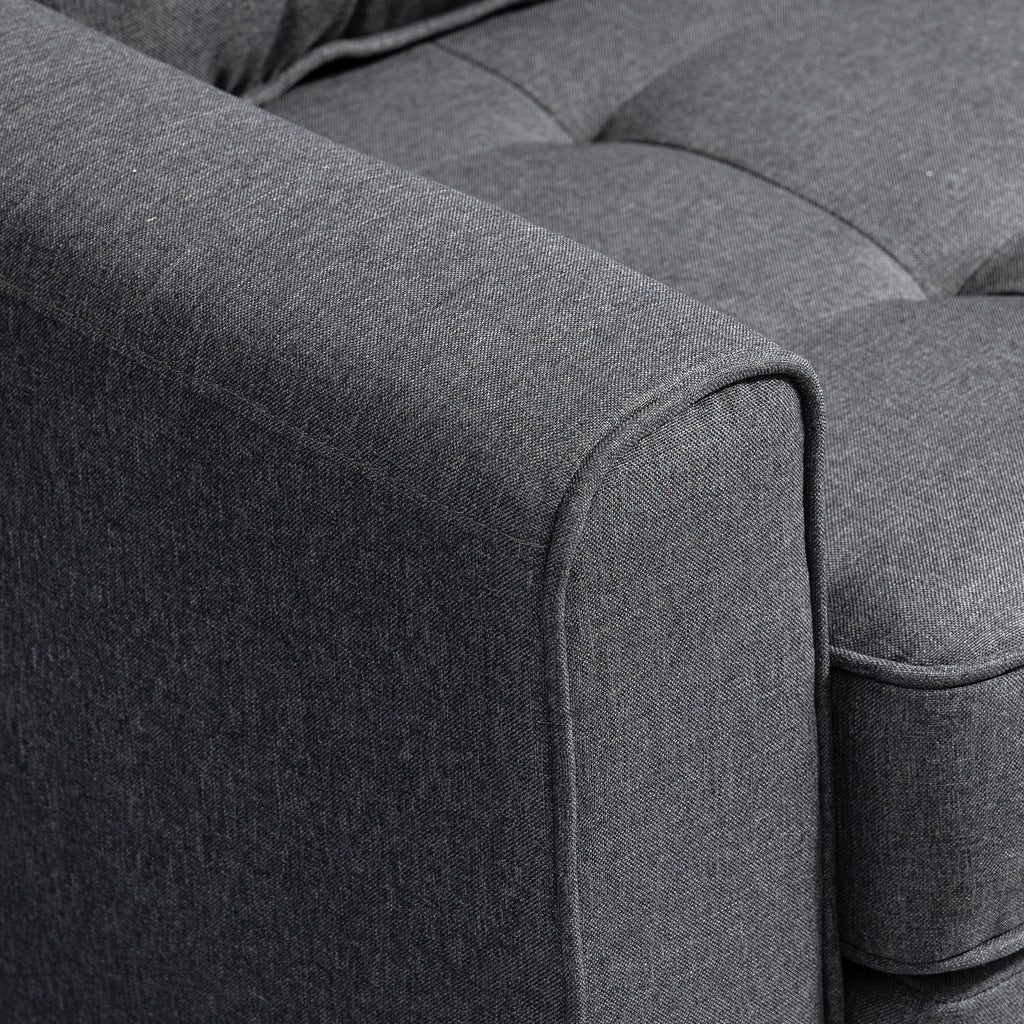 Canapé droit convertible 2 places - dossier capitonné - 147,5 x 75 x 85 cm - gris-8