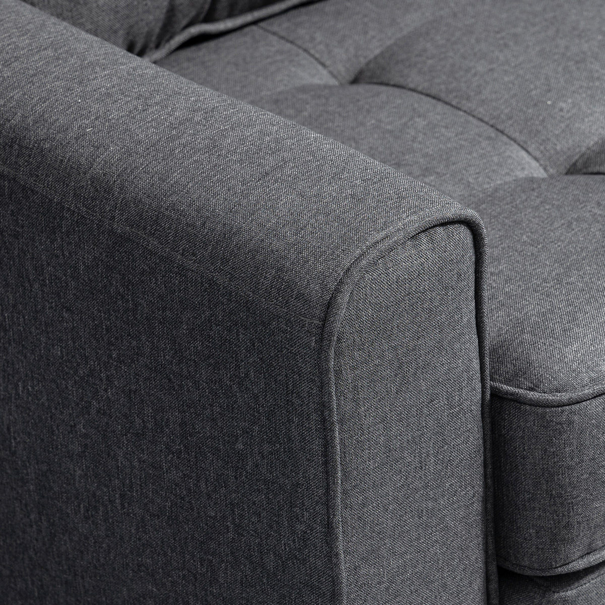 Canapé droit convertible 2 places - dossier capitonné - 147,5 x 75 x 85 cm - gris-8