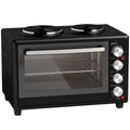Mini-Four avec 2 Plaques de Cuisson et Broche Rotative 46L 2850 W, Four à Convection Multifonction, Minuterie, Noir-0